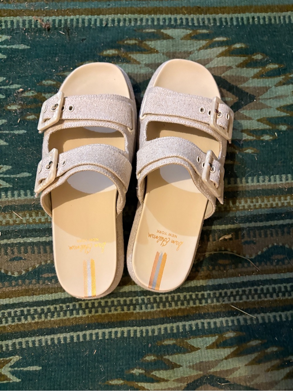 Sam Edelman Glitter Double-Strap Slide Sandals in Champagne-Sparkle